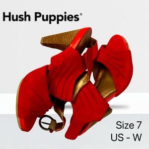 👍*GUC* HUSH PUPPIES | US 7 | Suede Coral High heels sandals Very Comfy